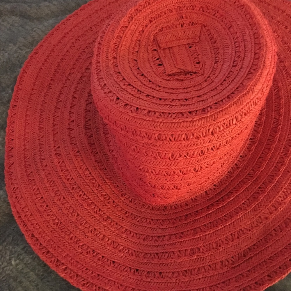 Red Sun Hat with a Large Brim